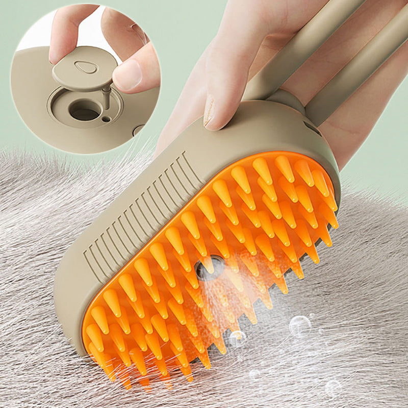 SteamGroom grooming brush removing loose pet fur