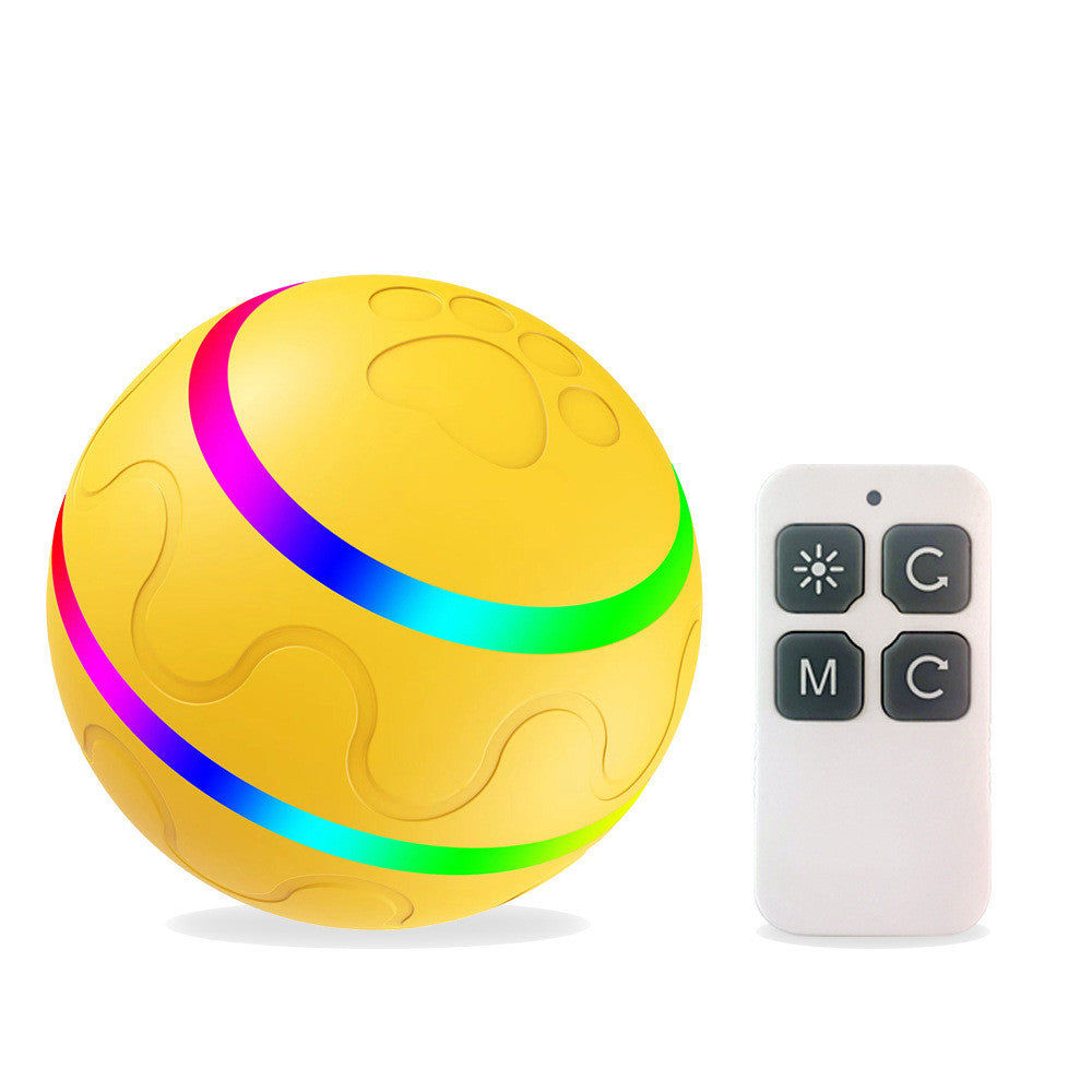 WhiskerRoll yellow cat ball with remote