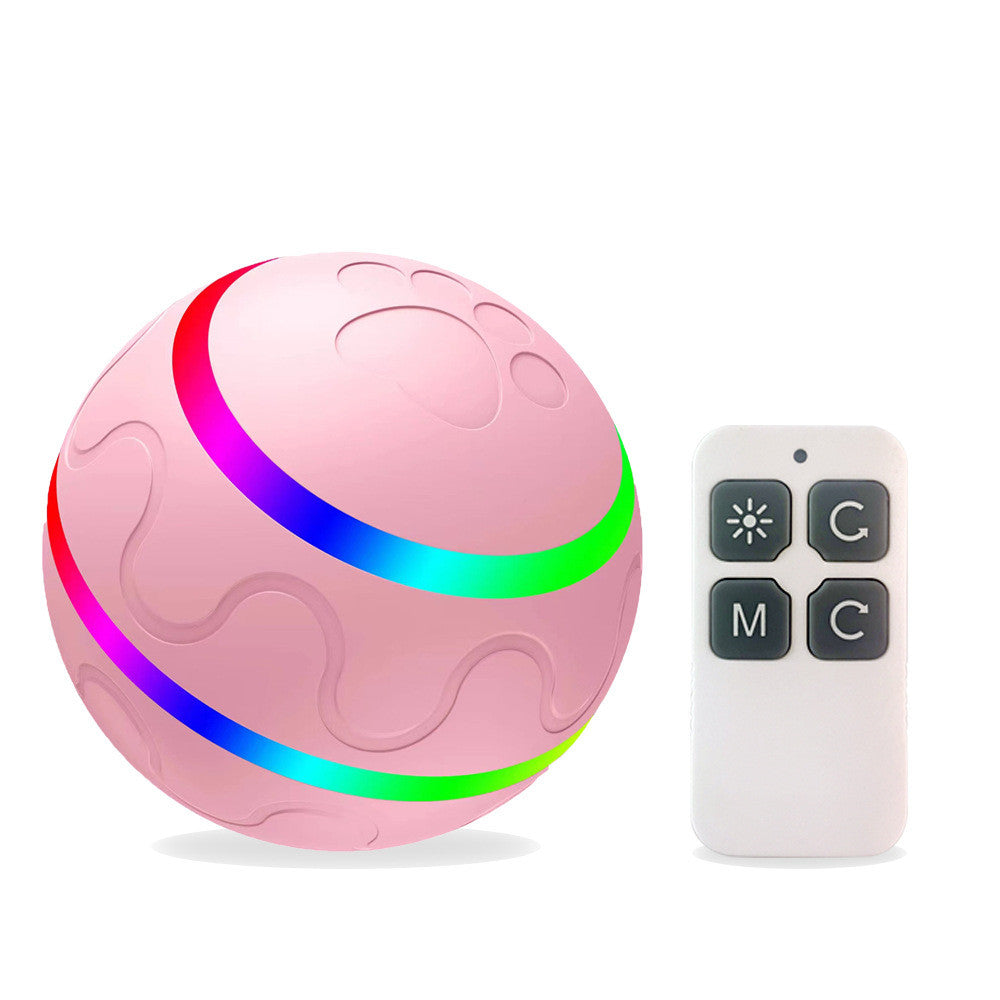 WhiskerRoll smart cat ball in pink with remote
