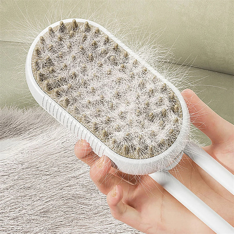 SteamGroom deshedding brush held in hand